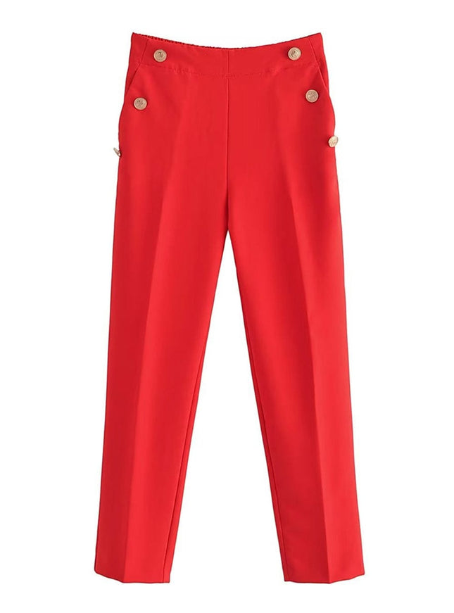 Tessa Metallic Button Ankle Pant - Fashion Pov