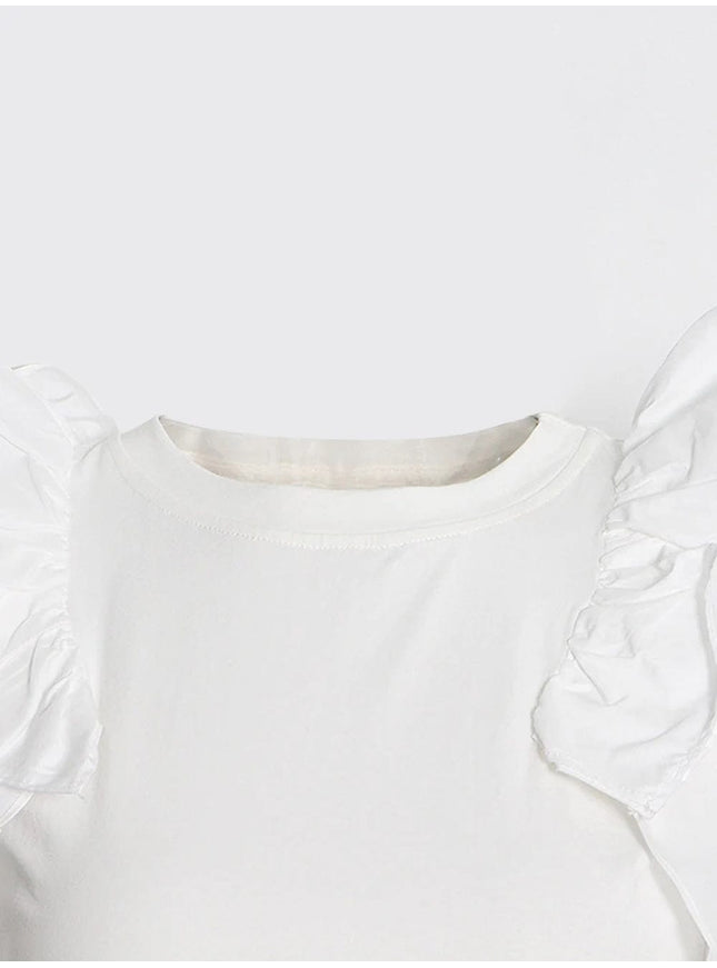 Vada Butterfly Sleeve Elegant Ruffle T Shirt - Fashion Pov