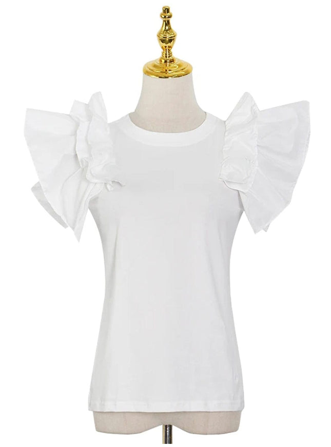 Vada Butterfly Sleeve Elegant Ruffle T Shirt - Fashion Pov