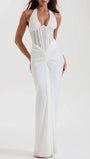 Valencia Halter Ruched Maxi Dress - Fashion Pov