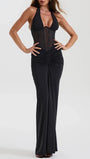Valencia Halter Ruched Maxi Dress - Fashion Pov