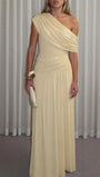 Valencia One - Shoulder Pleated Maxi Dress - Fashion Pov