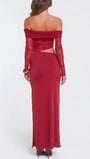 Valentina Lace Off Shoulder Maxi Dress Crimson Wine - Fashion Pov