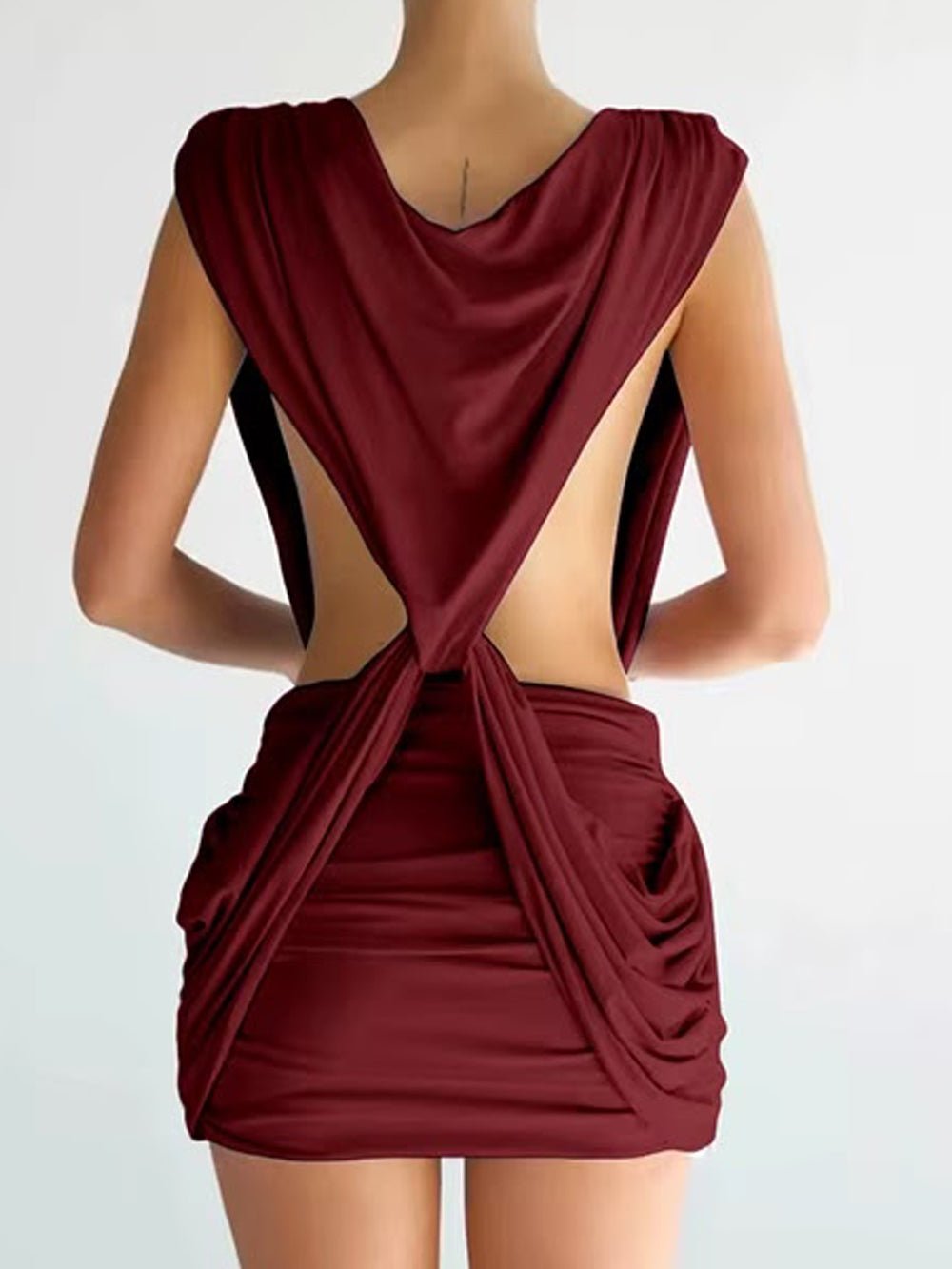 Valeria Draped Knot Mini Dress - Fashion Pov