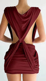 Valeria Draped Knot Mini Dress - Fashion Pov