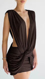 Valeria Draped Knot Mini Dress - Fashion Pov