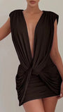 Valeria Draped Knot Mini Dress - Fashion Pov