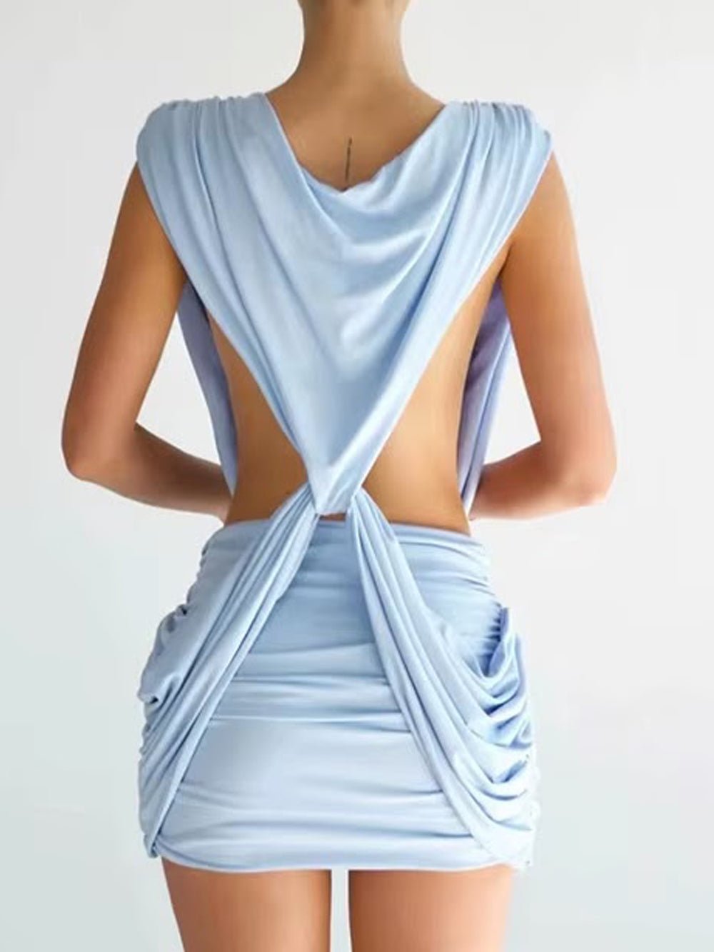 Valeria Draped Knot Mini Dress - Fashion Pov
