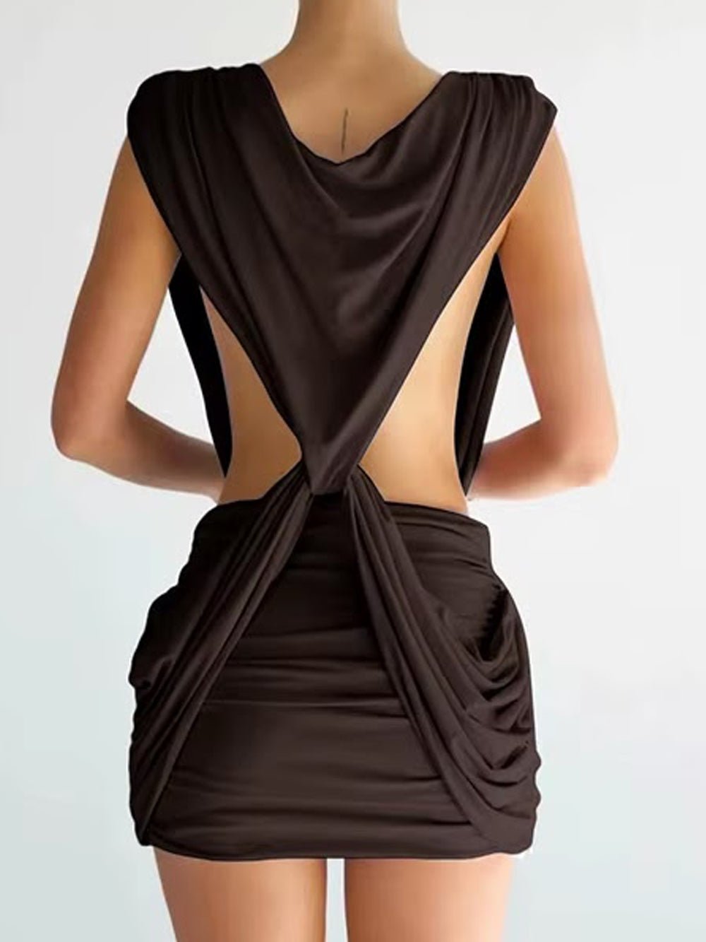 Valeria Draped Knot Mini Dress - Fashion Pov