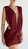Valeria Draped Knot Mini Dress - Fashion Pov