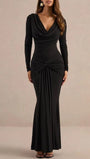 Valeria Draped V-Neck Maxi Dress - Fashion Pov