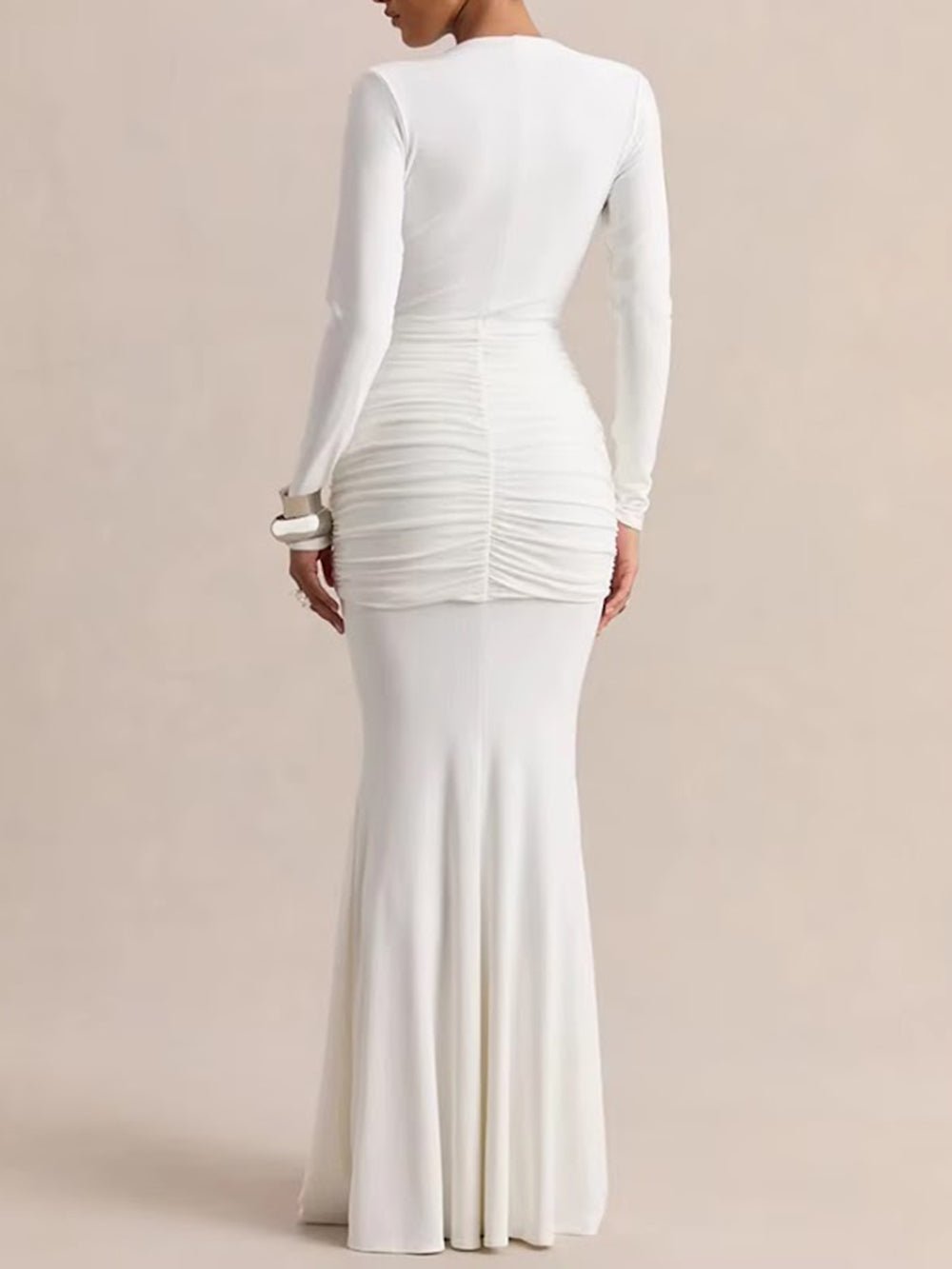 Valeria Draped V-Neck Maxi Dress - Fashion Pov