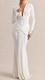 Valeria Draped V-Neck Maxi Dress - Fashion Pov