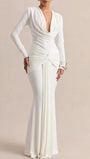 Valeria Draped V-Neck Maxi Dress - Fashion Pov