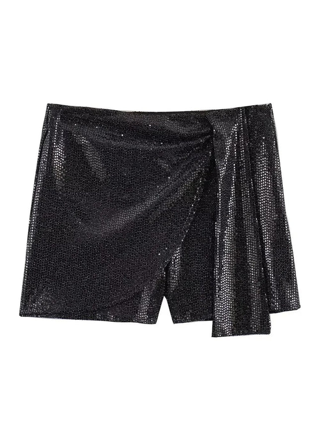 Violet Knotted Sequin Mini Skirt - Fashion Pov