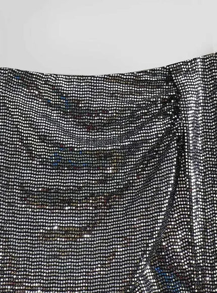 Violet Knotted Sequin Mini Skirt - Fashion Pov