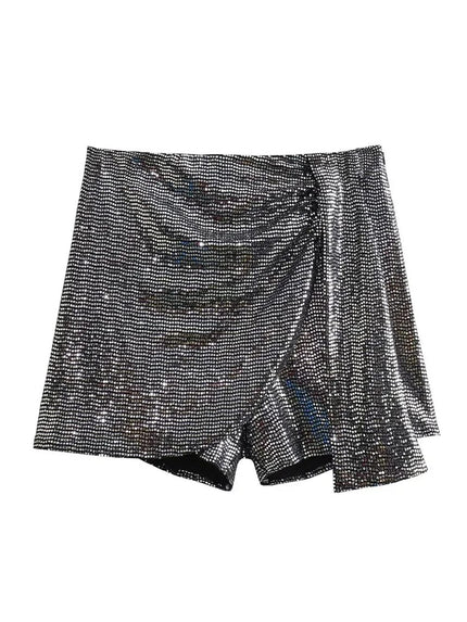 Violet Knotted Sequin Mini Skirt - Fashion Pov