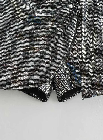 Violet Knotted Sequin Mini Skirt - Fashion Pov