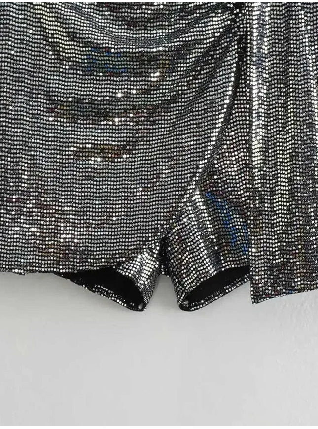Violet Knotted Sequin Mini Skirt - Fashion Pov