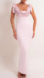 Vivienne Bow Strap Draped Maxi Dress - Fashion Pov