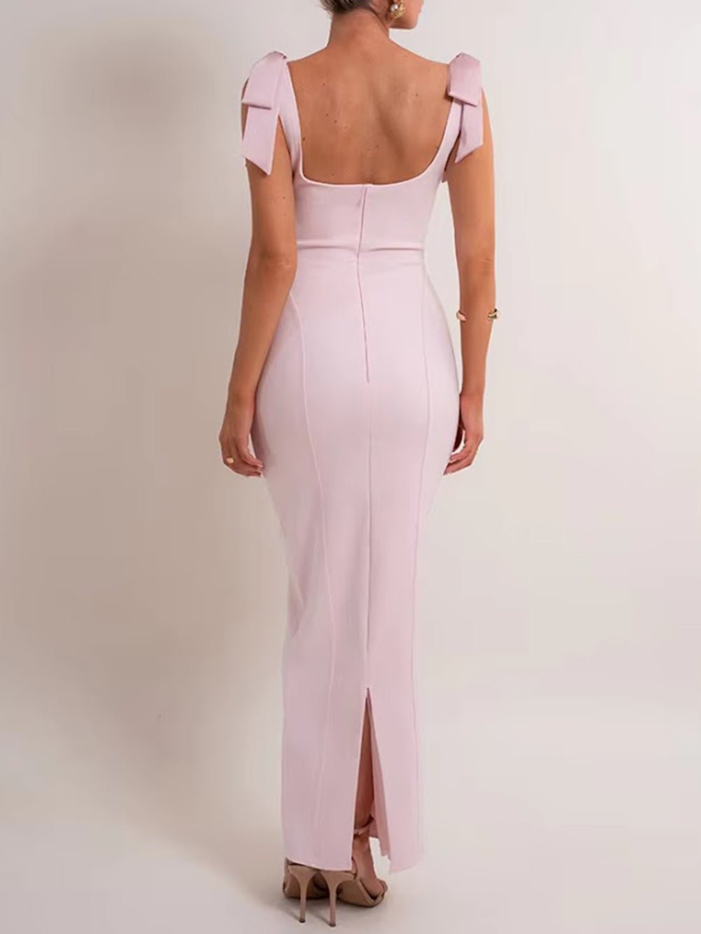 Vivienne Bow Strap Draped Maxi Dress - Fashion Pov