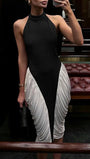 Vivienne Contrast Pleated Midi Dress - Fashion Pov