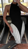 Vivienne Contrast Pleated Midi Dress - Fashion Pov