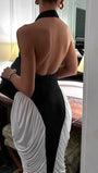 Vivienne Contrast Pleated Midi Dress - Fashion Pov