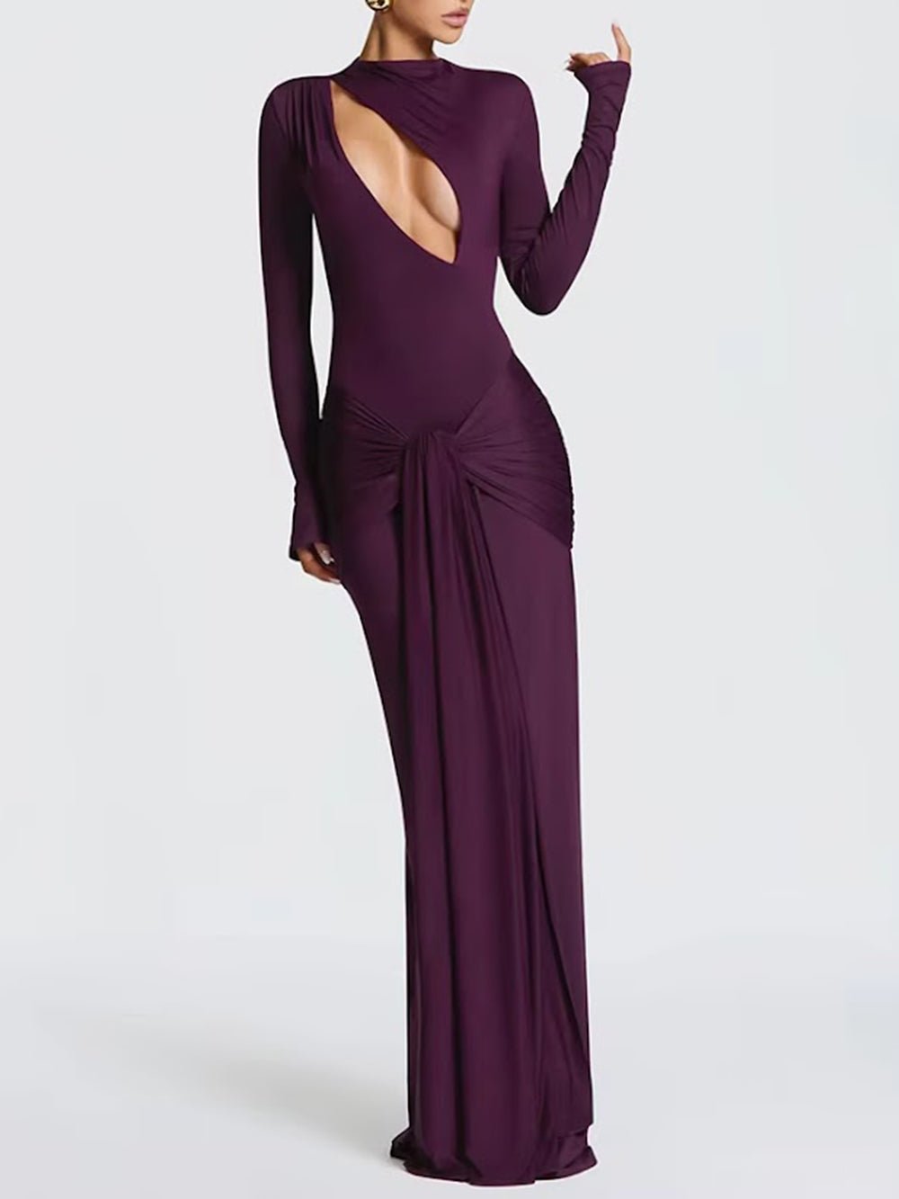 Vivienne Cutout Ruched Column Gown - Fashion Pov