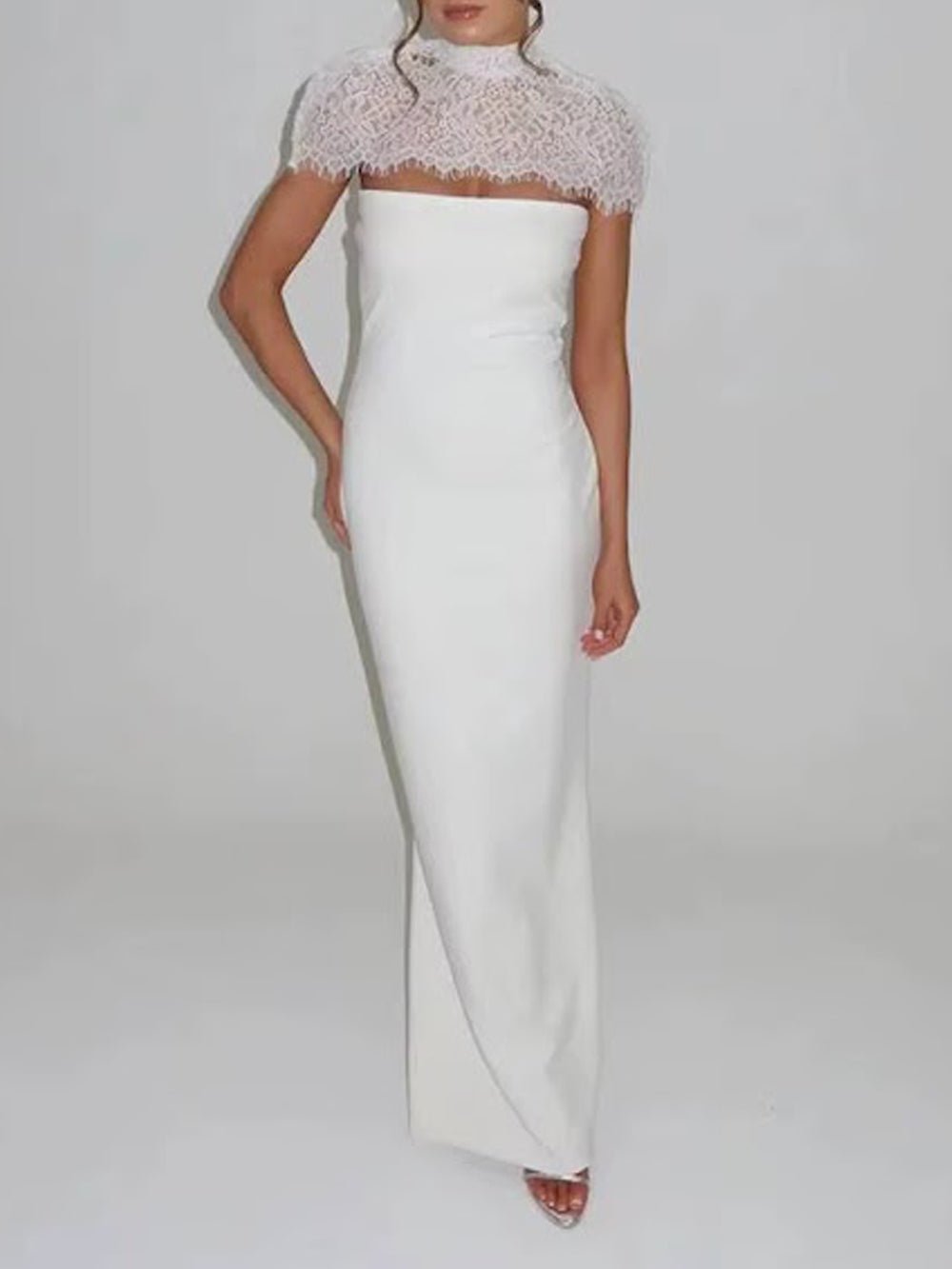 Vivienne Lace Yoke Column Gown - Fashion Pov