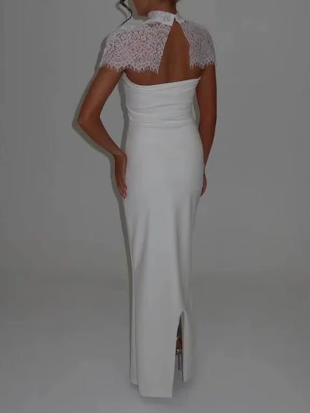 Vivienne Lace Yoke Column Gown - Fashion Pov
