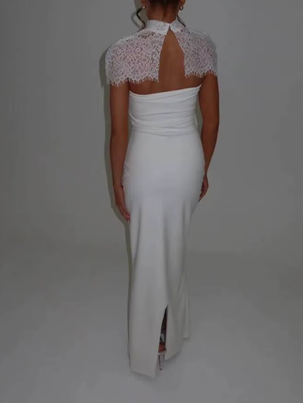 Vivienne Lace Yoke Column Gown - Fashion Pov