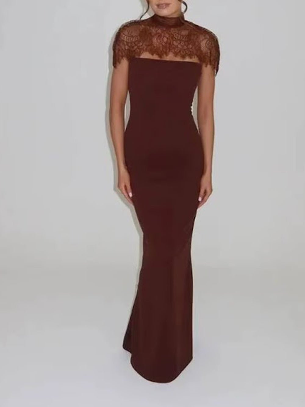 Vivienne Lace Yoke Column Gown - Fashion Pov