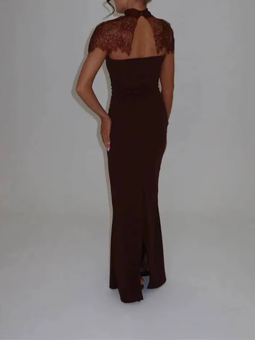 Vivienne Lace Yoke Column Gown - Fashion Pov