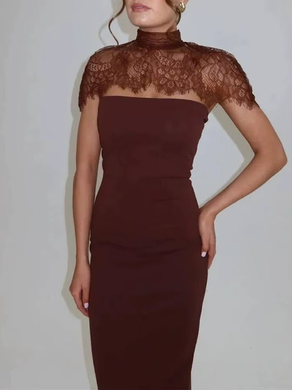 Vivienne Lace Yoke Column Gown - Fashion Pov