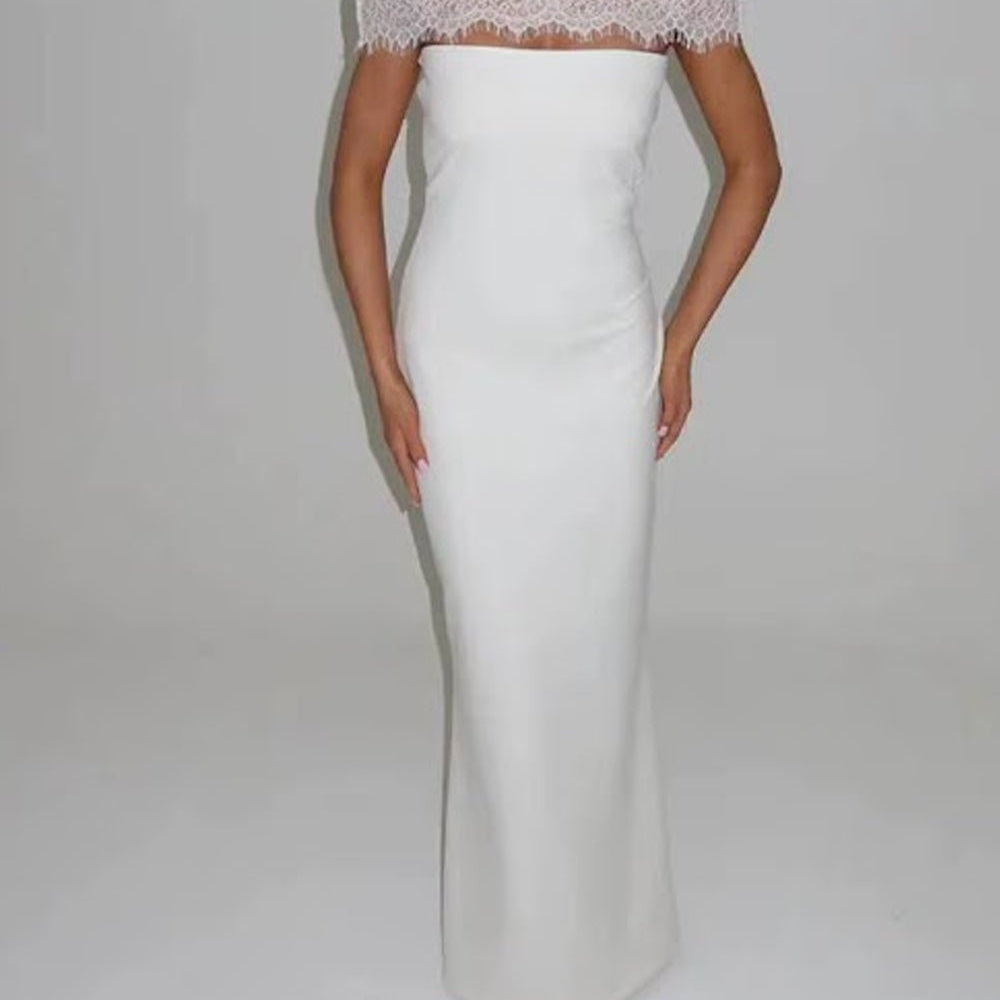 Vivienne Lace Yoke Column Gown - Fashion Pov