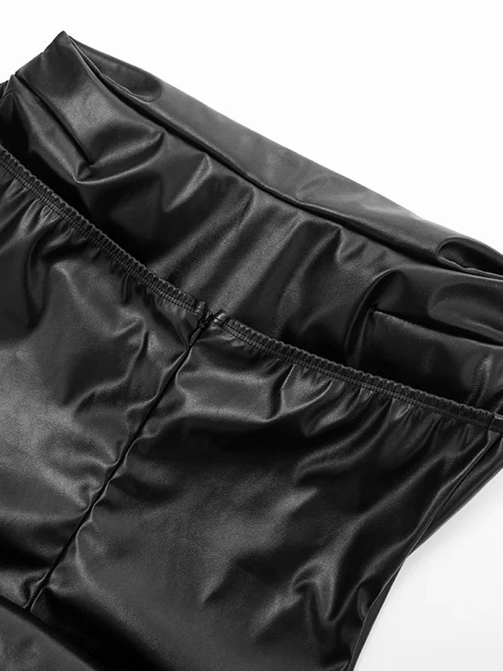 Vivienne Ruched Faux Leather Mini Dress - Fashion Pov