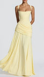Vivienne Ruched Square Neck Maxi Dress - Fashion Pov