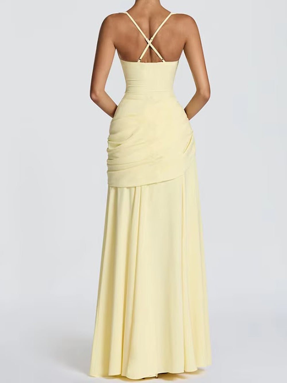 Vivienne Ruched Square Neck Maxi Dress - Fashion Pov