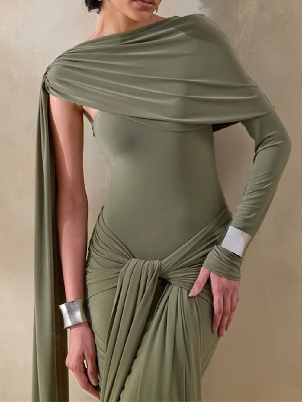 Vivienne Scarf Draped Maxi Dress - Fashion Pov
