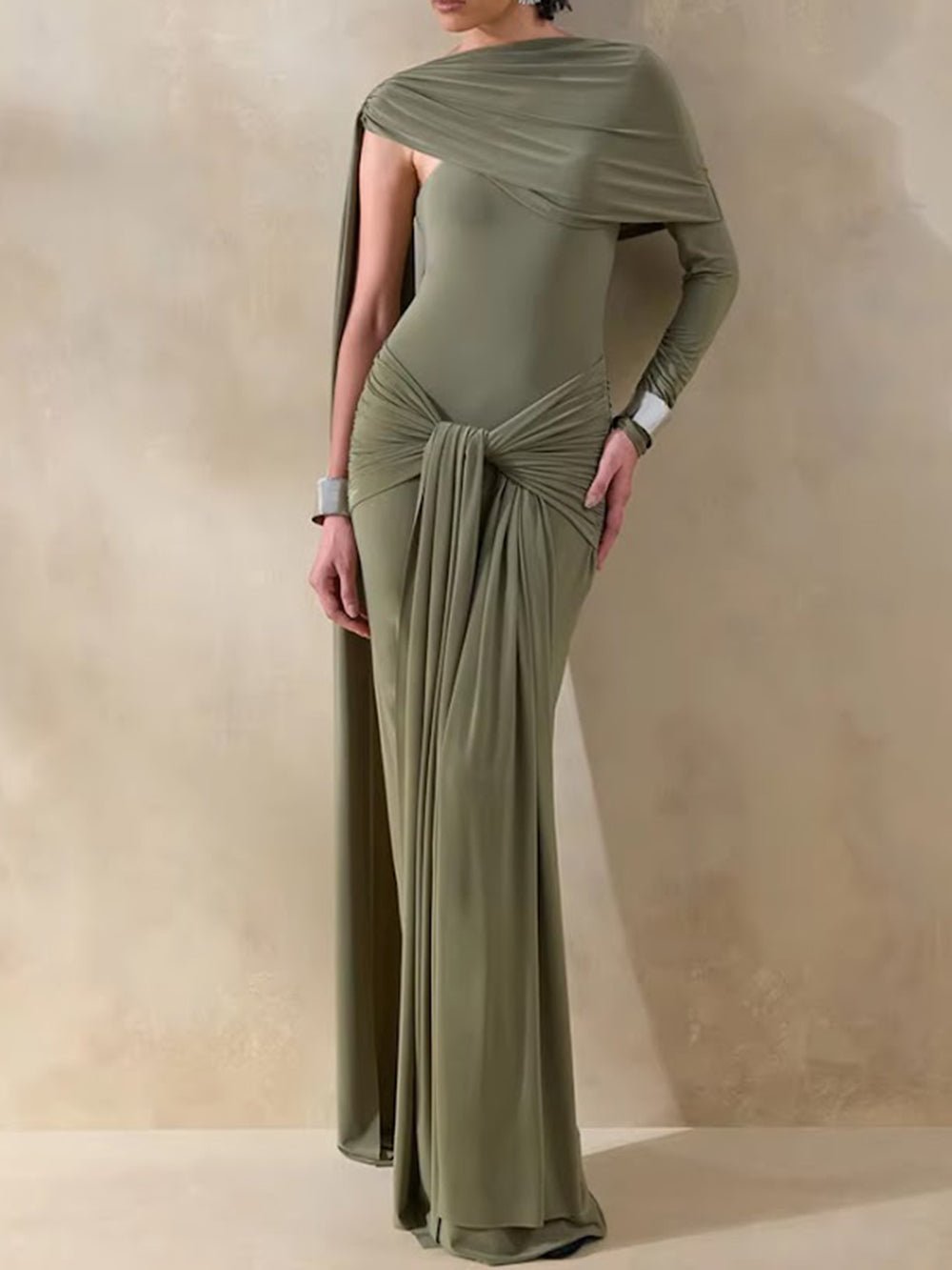 Vivienne Scarf Draped Maxi Dress - Fashion Pov