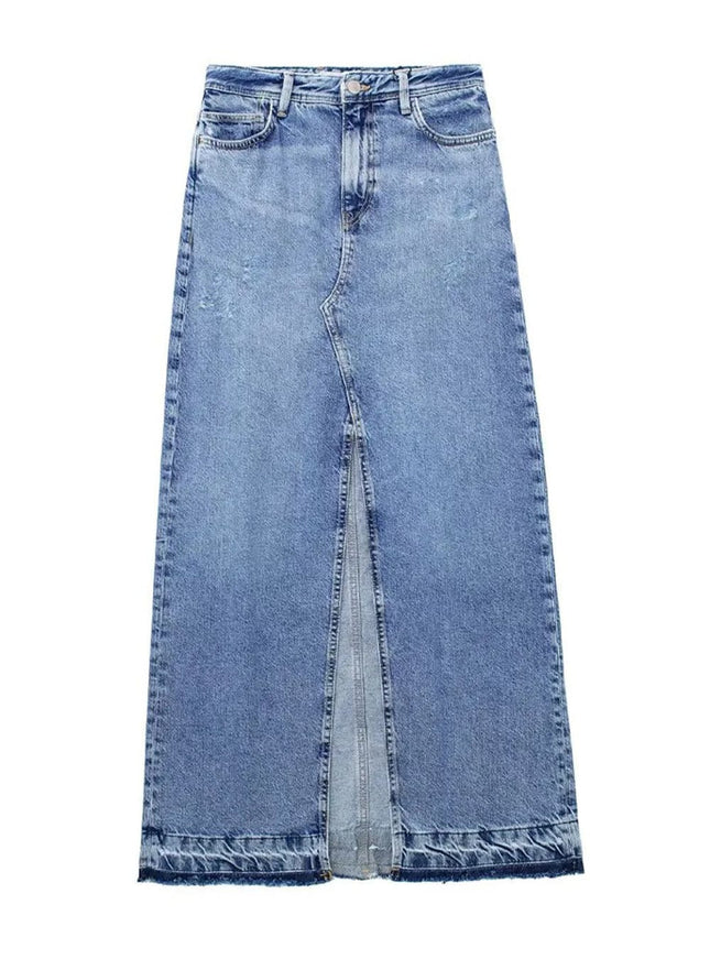 Zoey Denim Midi Skirt - Fashion Pov