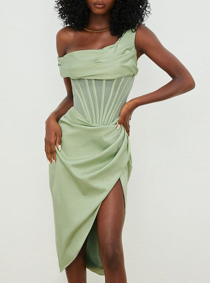 Adrian One Shoulder Midi Dress - Fashion Pov