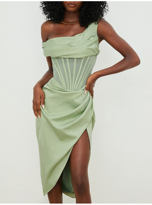 Adrian One Shoulder Midi Dress - Fashion Pov