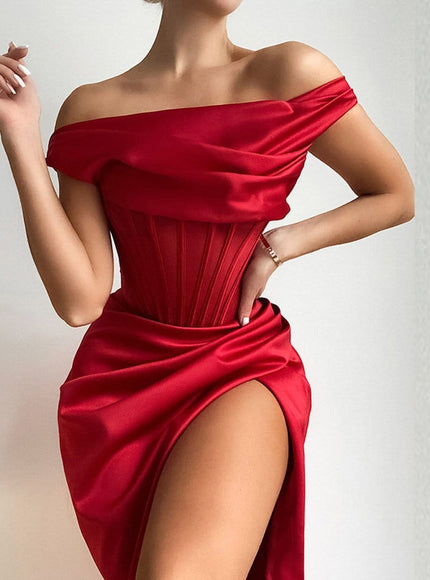 Adrian One Shoulder Midi Dress - Fashion Pov