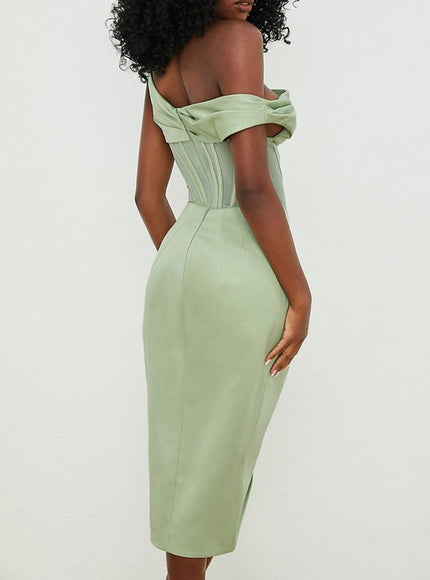 Adrian One Shoulder Midi Dress - Fashion Pov