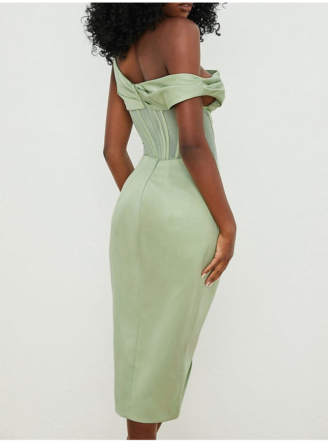 Adrian One Shoulder Midi Dress - Fashion Pov