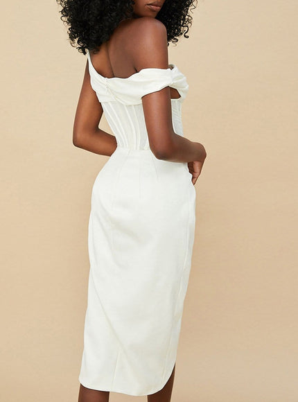 Adrian One Shoulder Midi Dress - Fashion Pov