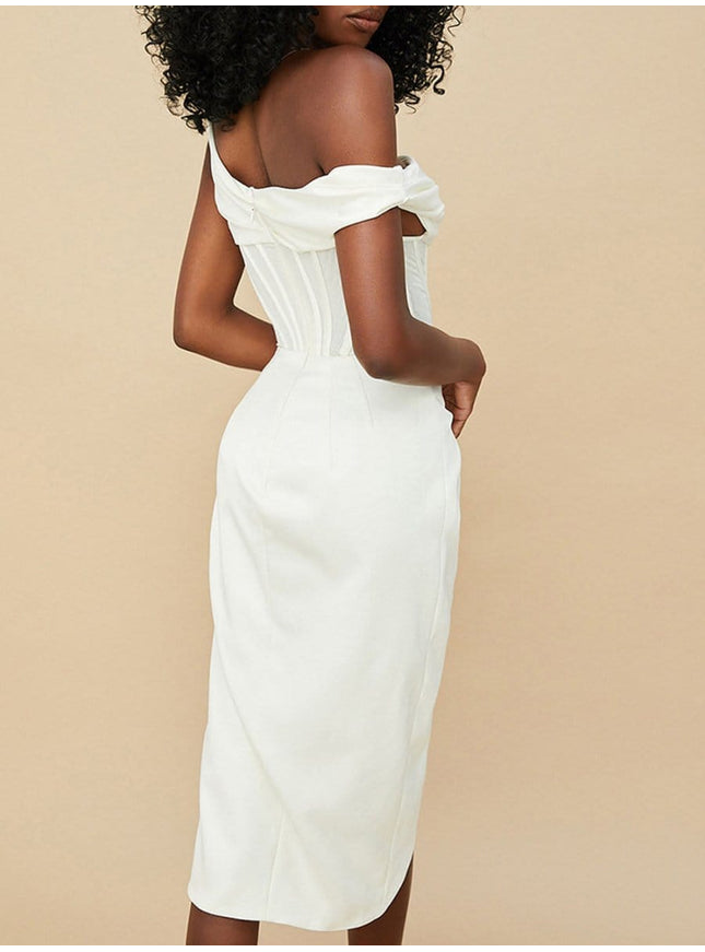 Adrian One Shoulder Midi Dress - Fashion Pov