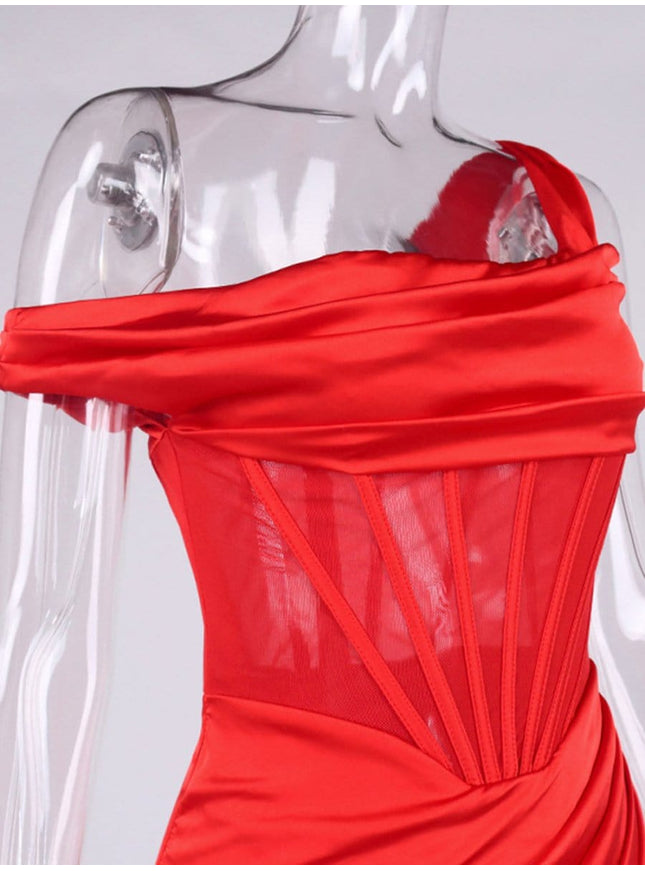 Adrian One Shoulder Midi Dress - Fashion Pov